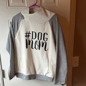 Dog Mom Hoodie in Gray and Cream